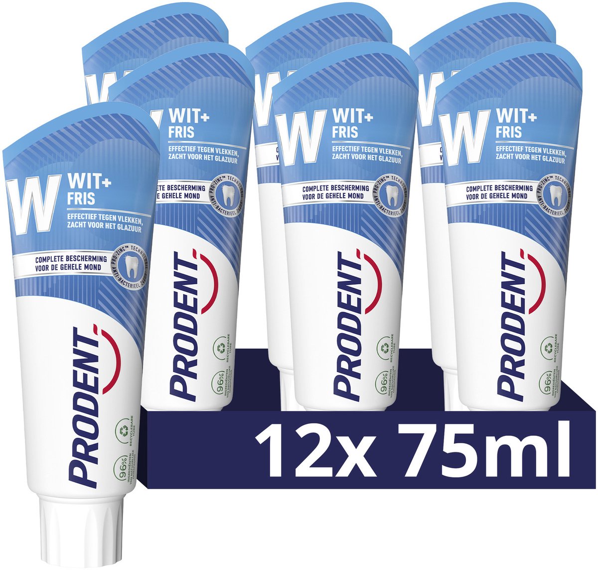 Prodent Wit + Fris tandpasta - 12 x 75 ml