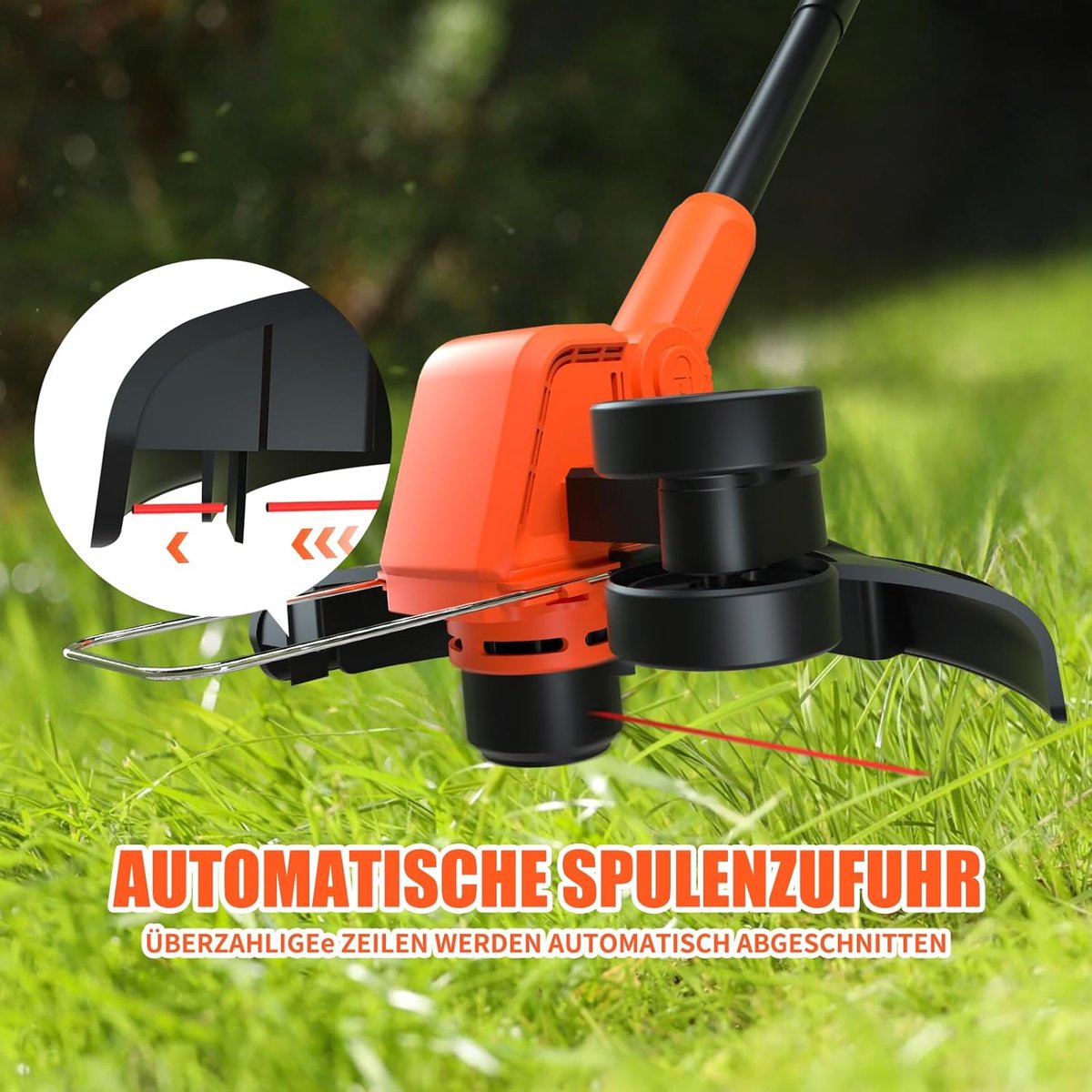 Traumheim Accu Grastrimmer met 2x Accus en Oplader - 30 cm 2-in-1 Graskantensnijder|Bosmaaier - Automatische Draadaanvoer - Elektrisch Grasmaaier - 6 Draadspoelen. – foto 7