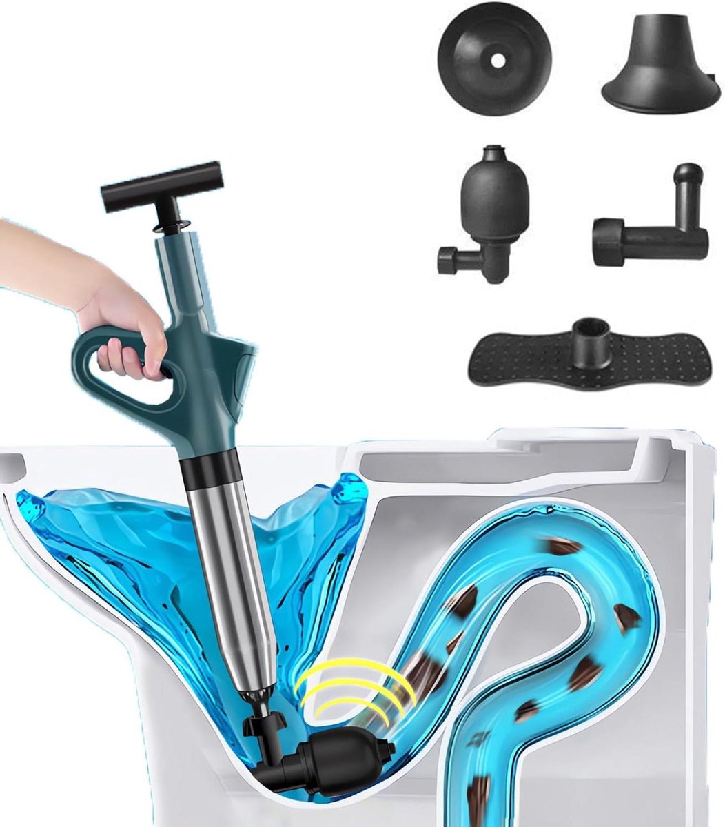 Allecto plus - Ontstopper voor buizen | Pluntrui afvoer | Luchtafvoer verwijderaar | Toilet en badkamer vloerafvoer | Hoge druk Lucht Drain Blaster met barometer.