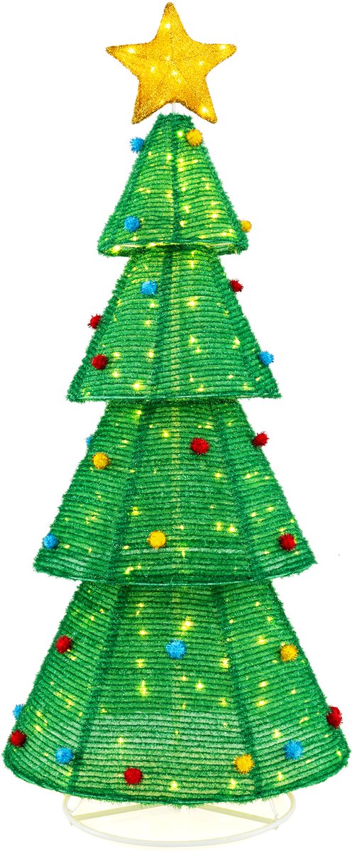 COSTWAY LED kunstkerstboom, verlichte kerstboom van 192 cm met LED-lampjes