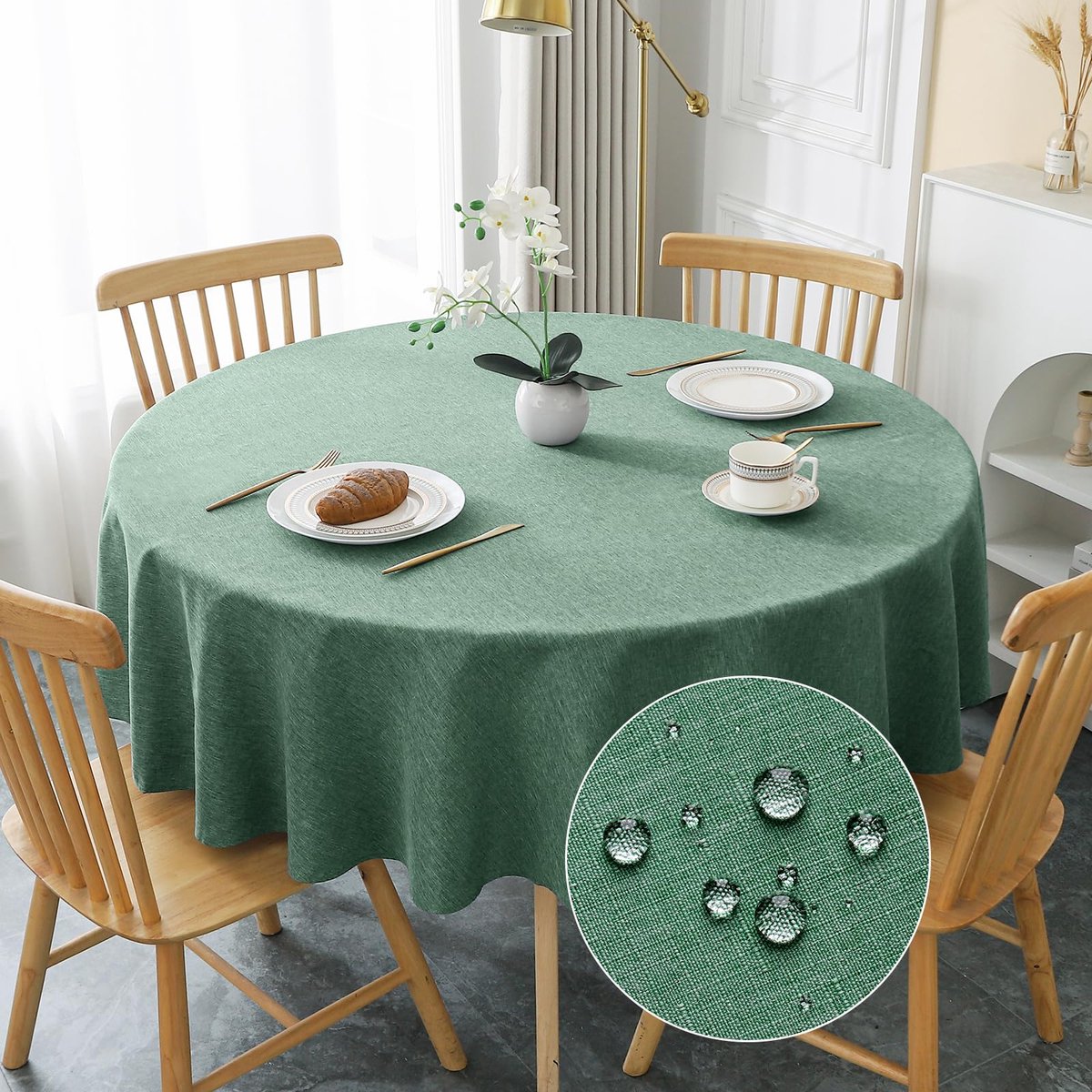 Plenmor Afwasbaar tafelkleed, rond, 135 cm, kaki, rond tafelkleed, afwasbaar, linnenlook, voor keuken, tuin, feest, outdoor Plenmor Afwasbaar tafelkleed, rond, 135 cm, kaki, rond tafelkleed, afwasbaar, linnenlook, voor keuken, tuin, feest, outdoor
