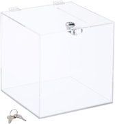 donatiebox met slot - 2 sleutels - acryl