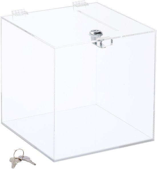 boîte de dons avec serrure - 2 clés - acrylique