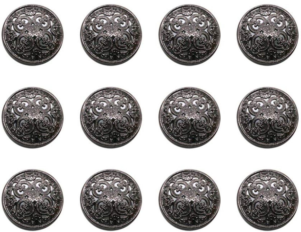 HEALLILY 30 stuks vintage antieke metalen blazerknopen met steel voor jassen, jasjes, overhemden, pakken, broeken - ronde naaiknopen voor doe-het-zelf-knutselwerkjes 18 mm (zwart)