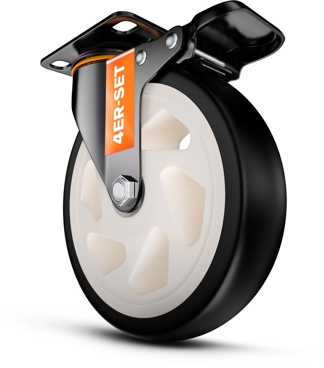 PEARWAY™ Heavy-Duty wielen 150 mm - Laadvermogen tot 1000 kg [4x remmen] - Extra stil en duurzaam - Zwenkwielen voor werkplaats, meubels en buiten - Meubelwielen - Transportwielen Heavy-Duty - Wielen Heavy-Duty