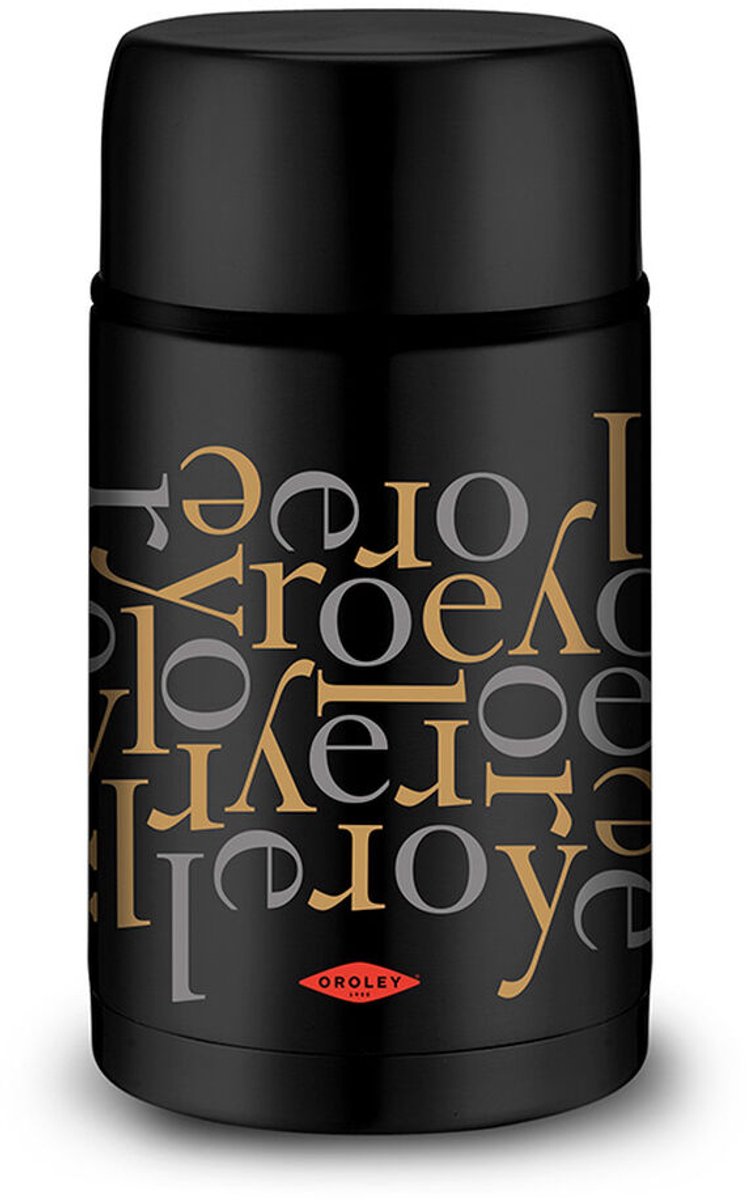 Thermos voor voedsel Oroley Zwart Roestvrij staal 1 L Letters