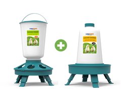 UniEgg® Slimme voerbak 1,5 kg + drinkbak 1,5 liter (Groen) - automatisch en innovatief - met 3 standen - drinkbak voor kuikens kip, kwartel en ander pluimvee of gevogelte
