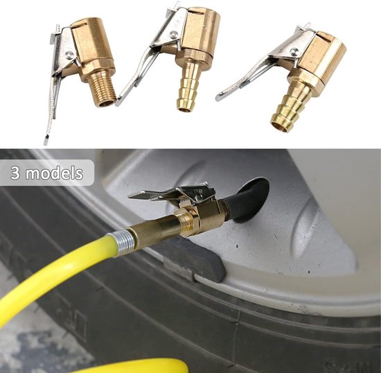 3 stuks banden Air Chuck messing autoventiel hendel - bandenventiel luchtpomp clip - ventiel aansluiting autoventiel adapter voor auto fiets motorfiets bandenpomp (3 modellen) — afbeelding 5