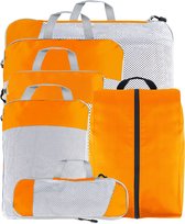 Packing cubes Compressie – Koffer organizer set – 6 stuks Baggage organizer met Compressierits – Packing cubes backpack – Oranje