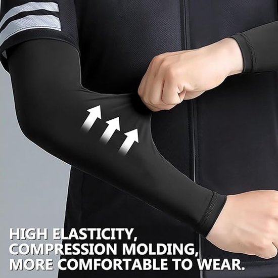 4 paar mouwen - Unisex - Sleeves - Ultralichte mouwen - Arm Sleeve - UV-bescherming voor armen - Volwassenen - Zonnebrandcrème Mouw IJszijde Arm Mouwen - Comfort Cooling Sports Compressiemouwen - Ideaal voor sporten, fietsen, golfen - Zwart — afbeelding 4