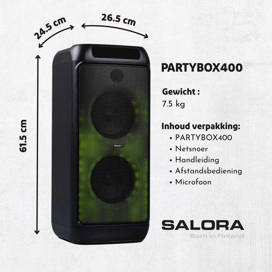 Salora PARTYBOX400 - Party Speaker - Box - Speakers - Partybox - 400 watt - LED verlichting - Bluetooth van Salora — afbeelding 3