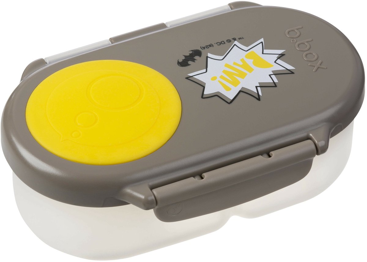 b.box Batman Snackbox - Mini Bento Lunchbox met 2 lekvrije compartimenten - Ideaal voor peuters, kinderlunch en snacks - Geschikt voor een heel stuk fruit - BPA-vrij