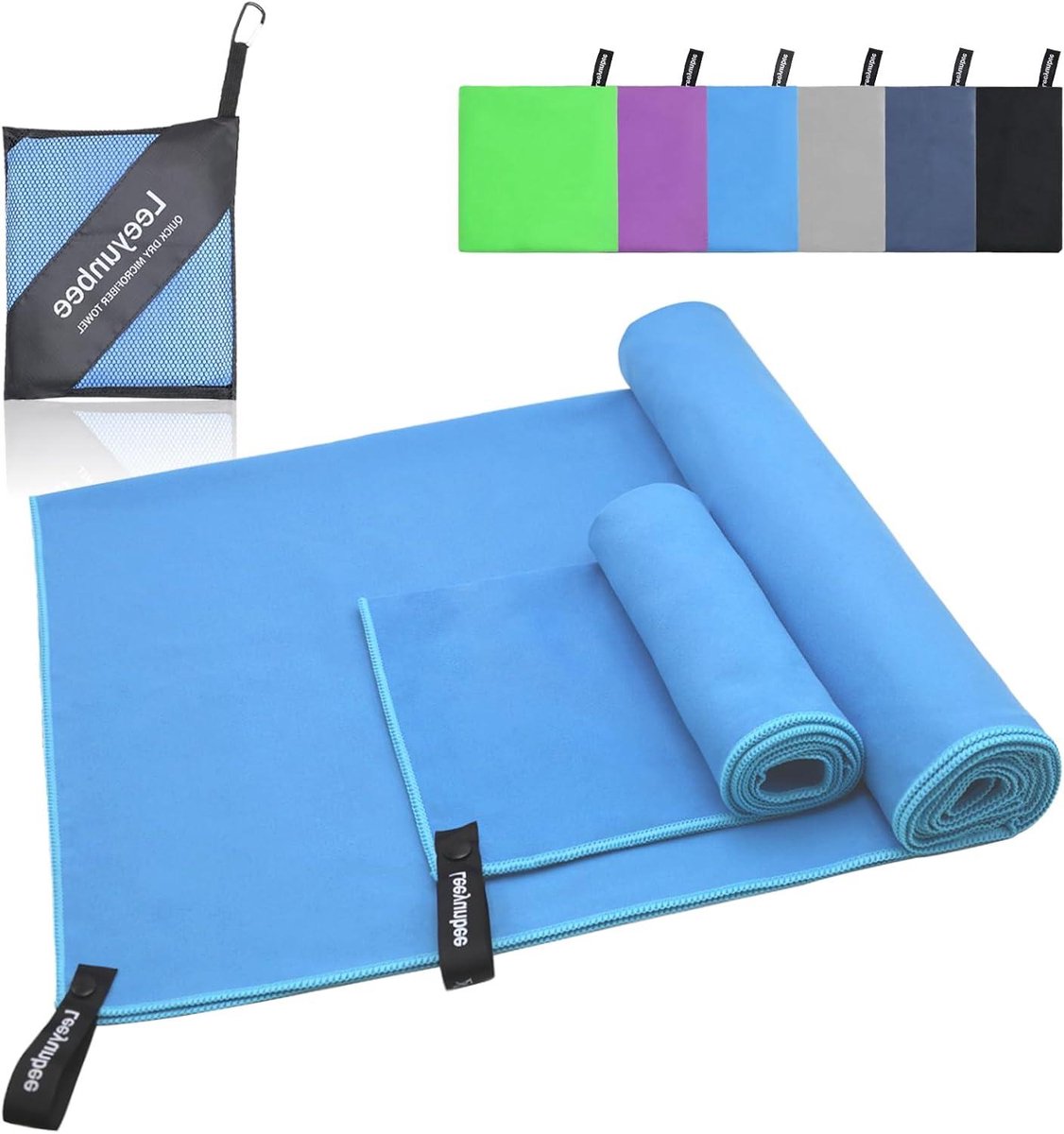 JGS Premium - Microvezel handdoekenset 2 stuks: 160 x 80 cm badhanddoek + 80 x 40 cm klein handdoek, sneldrogende sport handdoek, compacte microvezel handdoek, reishanddoek, strandhanddoek