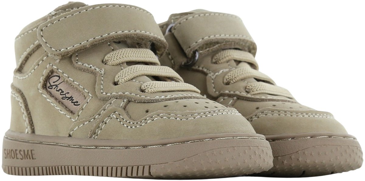 Shoesme Taupe Basket Sneakertje - Sneakers Kinderen - Unisex - Taupe - Nubuck - Maat 26