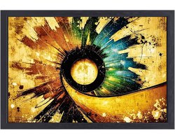 Abstracte zon met kleuren - Zon canvaskunst - Canvas schilderij astronomie - Abstracte kunst - Canvas poster met frame - Wandontwerp - canvas met baklijst 150x100 cm