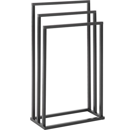 Handdoek Droogrek Vrijstaand, 3 Tier Metalen Handdoek Rekken, Outdoor Handdoek Houder Stand met 3 Bars, Handdoek Ladder Rack voor Badkamer, Keuken, Wasruimte,zwart