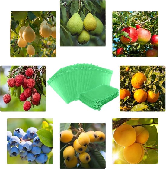 50 Stuks Fruit- En Groente Beschermingszakken – Nylon Gaas Met Trekkoord, 45x30 Cm, Rekbaar En Herbruikbaar