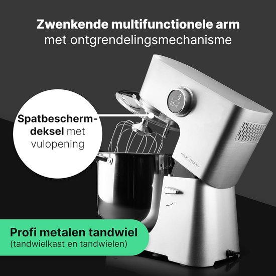 RFWR® Keukenmachine XXL 12L - Kneedmachine met 2500W Motor - Food Processor voor 8,5 kg deeg - 12 snelheden - LED-display van RFWR — afbeelding 3