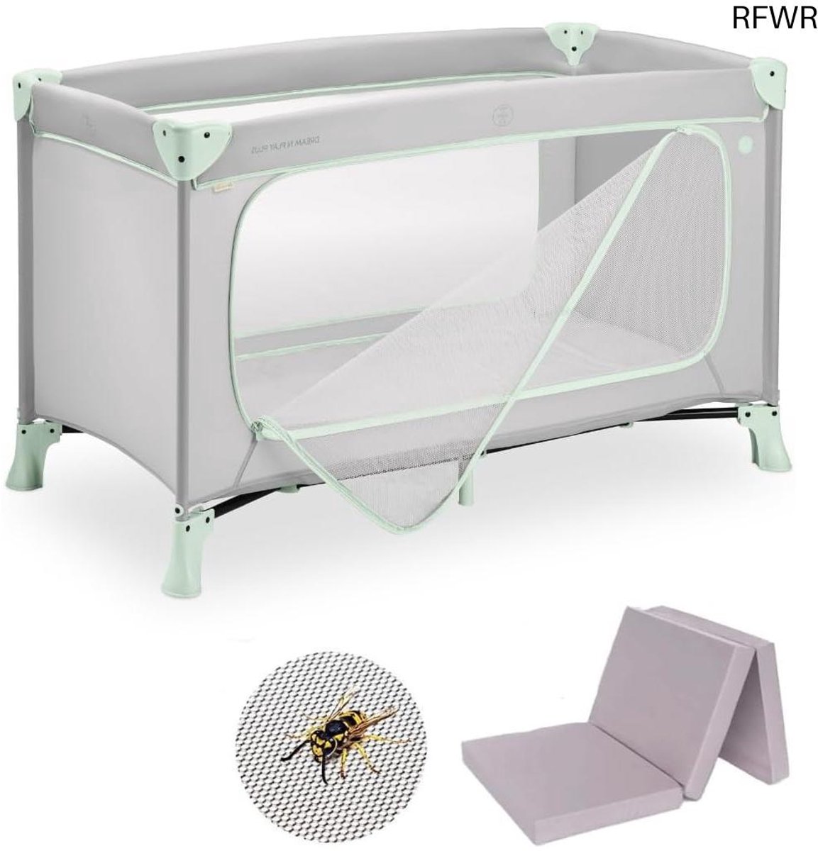 RFWR® Opvouwbaar Babyreisbed met Insectennet en Comfortabele Matras - Ideaal voor Kinderen tot 15 kg