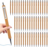 Allecto Plus - Stylo à bille en bambou personnalisé pour un usage quotidien au bureau - Lot de 50 bleus - Instruments d'écriture écologiques