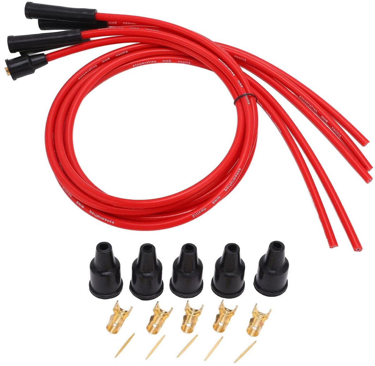 Allecto Plus - 8 mm Bougiekabelset van Hoogwaardige Siliconen voor Klassieke Auto's met 4 Cilinders - Stabiele Prestaties - Geschikt voor Oude Voertuigen met 4 Cilinders