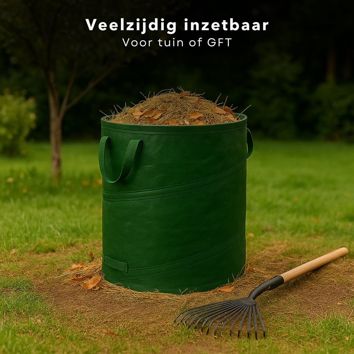 Cheqo® Opvouwbare XXL Tuinafvalzak - Opvouwbare afvalzak - Afvalzakken - Prullenbak - Tuinzak - Wasmand - Tuinafval Zak - Bladzakken - Grote Zak met Hengsels - Duurzaam en Handig — cadeau in Cadeau-ideeën - foto 6
