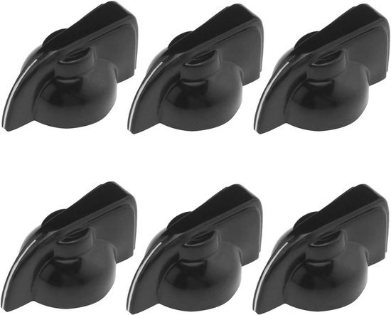 sourcing map Potentiometerknopf, gerändelter Schaft, schwarzes Aluminium, 6 mm Schaftdurchmesser, Drehknopf, 10 x 15 mm, Lautstärkeregler, 10 Stück