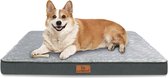 Orthopedisch hondenbed, grote honden, waterdicht hondenkussen met afneembare wasbare overtrek en eiervormige schuimvulling, ademende hondenmat, hondenmatras, grijs M (76 x 50 x 8 cm)