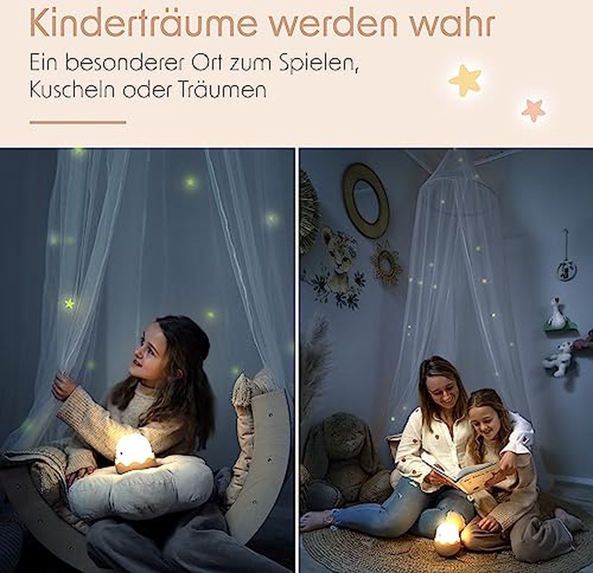 Bedhemel met lichtgevende sterren - Decoratief gordijn - Cadeau voor