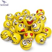 Aerend - 24 stuks Grappige emoji stressballen - Vermindert stress en angst - Klein fidget oefenspeelgoed - Ideaal speelgoed voor kinderen en volwassenen