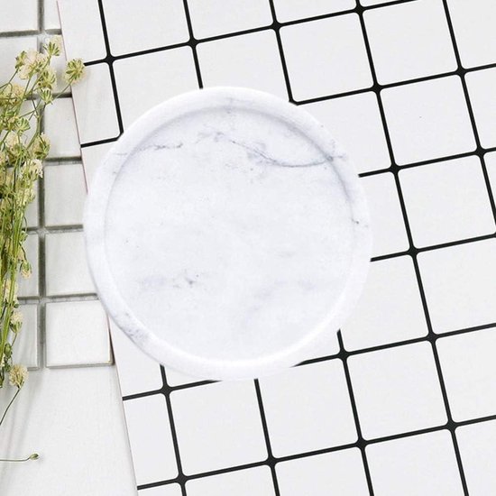 Bague en marbre naturel bijoux plateau décoratif assiette à dessert accessoire de mariage cadeau (Grijs- Wit) 14*14 cm-plateau en marbre au design élégant