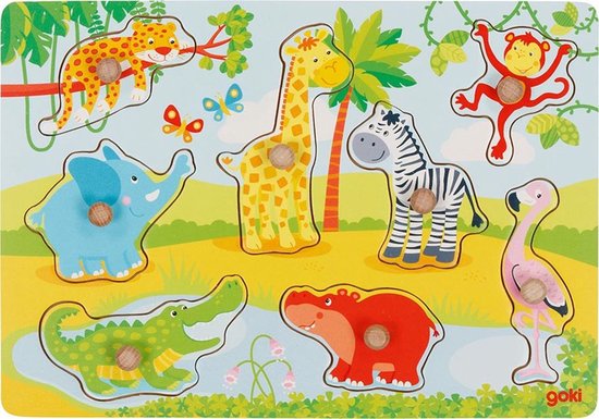 Goki Lift out puzzle, African baby animals 30 x 21 x 2
