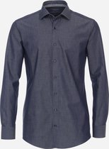 VENTI modern fit overhemd - twill - blauw - Strijkvriendelijk - Boordmaat: 41