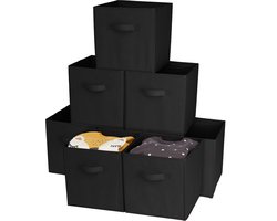 MATANA 8 Opvouwbare Kubus Opbergdozen voor Kleding, Speelgoed, Wasserij (27,5x27,5x28cm) - Sterk & Duurzaam - Huis, Garderobe, Kinderkamer, Kantoororganisatie (Zwart)