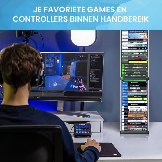YONO Spellen Holder XL - Convient pour Playstation PS 5/4 / Xbox Series X / S - Organisateur de jeux avec support de manette - Jusqu'à 36 Jeux