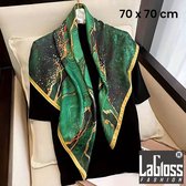 LaGloss® Écharpe verte Vintage de Luxe - Coupe-vent et protection solaire - Foulard - Accessoire Cheveux - Bloc de couleur Zwart - Carré - 70 x 70 cm %%