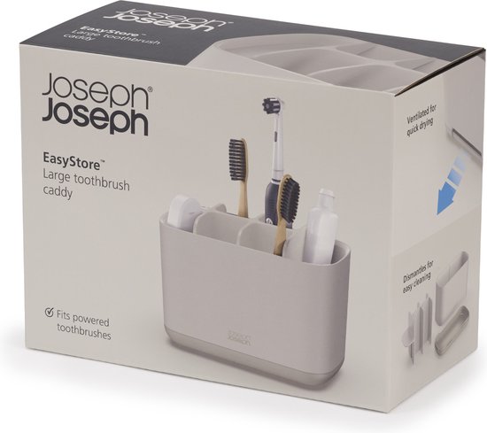 Tandenborstel Organizer Large, Met 6 verdeelvakken, Antislip, Kunststof, Grijs - Joseph Joseph | EasyStore