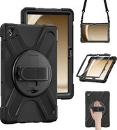 Xccess Survivor Étui polyvalent pour tablette compatible avec Samsung Galaxy Tab A9 Plus (2023) Hardcase Back Cover + Bandoulière + Support - Zwart