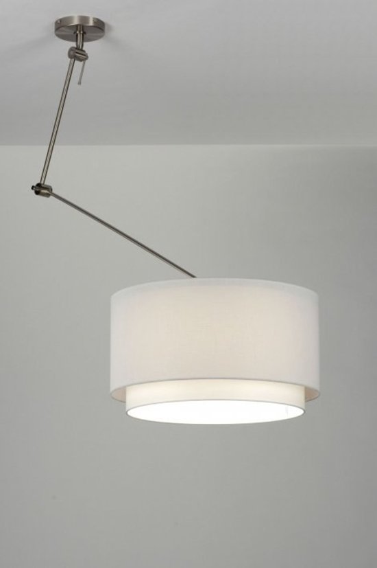 Lumidora Hanglamp 30147 - BERLIN - E27 - Wit - Textiel - ⌀ 47 cm