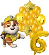 Paw Patrol Rubble ballonnen pakket - 64x81cm - 6 jaar - Folie Ballon set - Themafeest - Verjaardag - Ballonnen - Versiering - Helium ballon