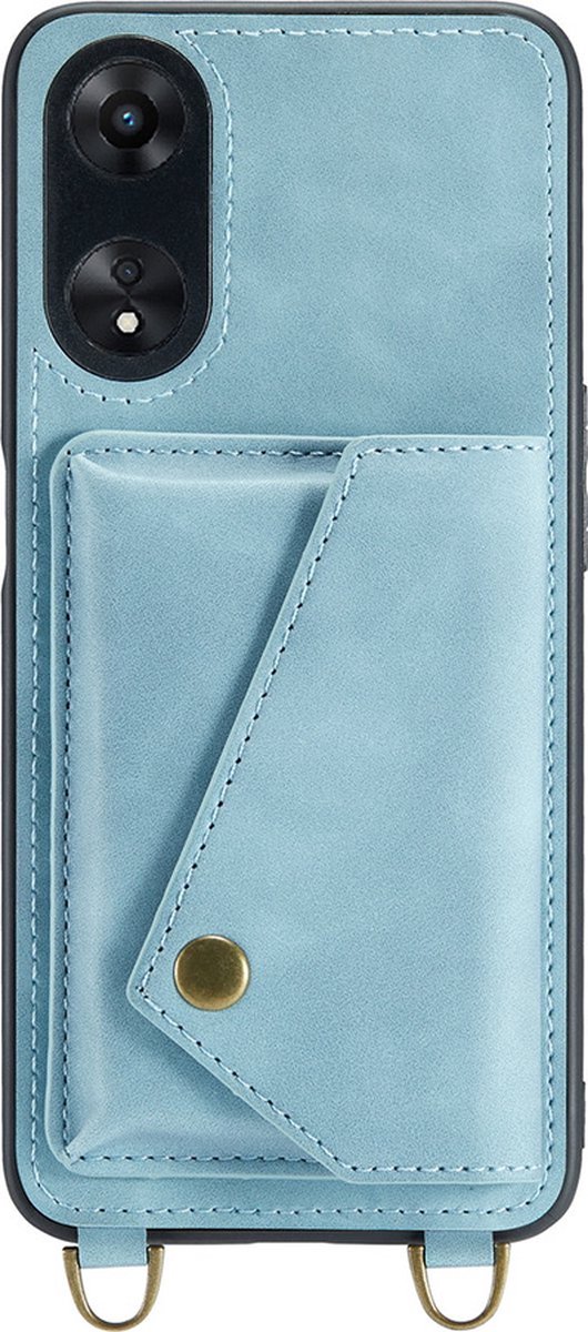CaseMania Backcase hoesje geschikt voor Oppo A78 5G - Effen Aqua - Kunstleer