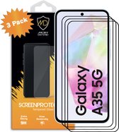 3-Pack Samsung Galaxy A35 Screenprotectors - MobyDefend Screensavers Met Zwarte Randen - Gehard Glas - Glasplaatjes Geschikt Voor Samsung Galaxy A35