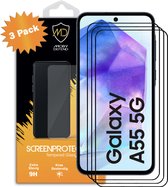 3-Pack Samsung Galaxy A55 Screenprotectors - MobyDefend Screensavers Met Zwarte Randen - Gehard Glas - Glasplaatjes Geschikt Voor Samsung Galaxy A55