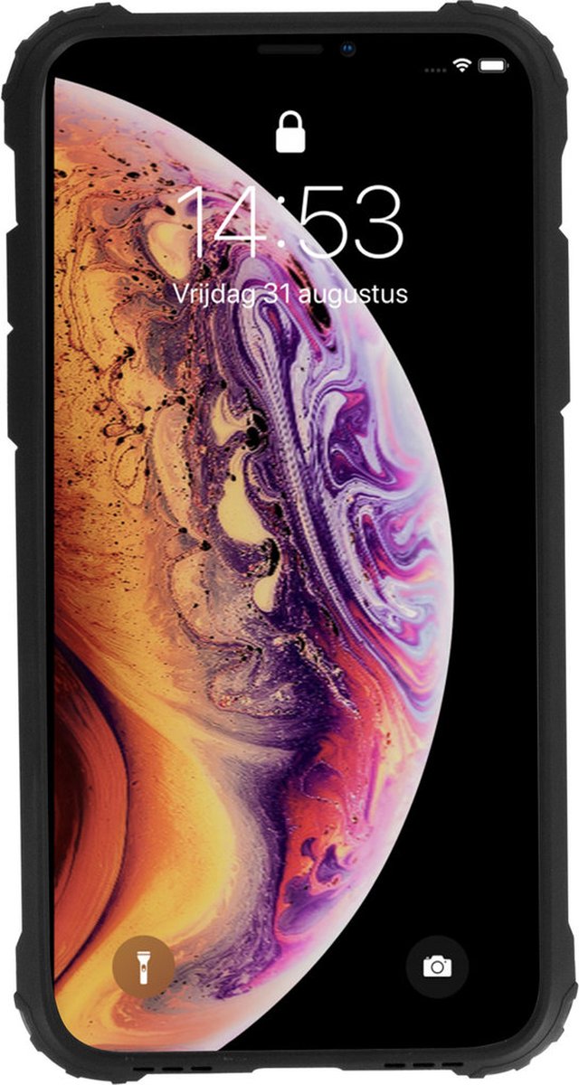 Mobiparts Hoesje geschikt voor Apple iPhone XS Telefoonhoesje Hardcase | Mobiparts Rugged Shield Backcover Shockproof | Schokbestendig iPhone XS Telefoonhoesje | Anti Shock Proof - Zwart
