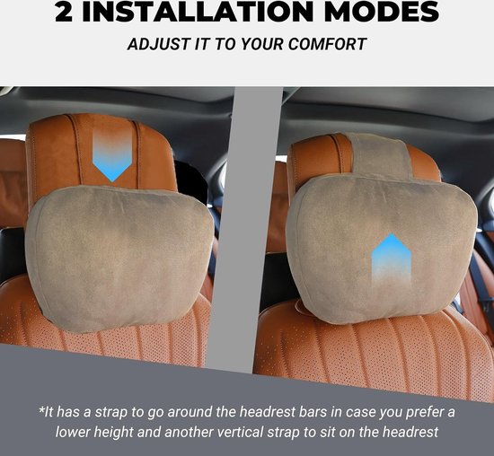 Appui-Tête Voiture Oreiller Cervical Mousse Mémoire - Soutien Cou Réglable Noir