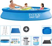 Intex Rond Opblaasbaar Easy Set Zwembad - 305 x 61 cm - Blauw - Inclusief Afdekzeil - Onderhoudspakket - Zwembadfilterpomp - Filter - Solar Mat - Ladder - Voetenbad - Vloertegels