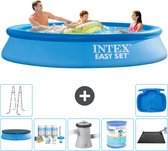 Intex Rond Opblaasbaar Easy Set Zwembad - 305 x 61 cm - Blauw - Inclusief Afdekzeil - Onderhoudspakket - Zwembadfilterpomp - Filter - Solar Mat - Ladder - Voetenbad