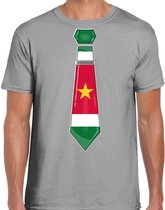 Bellatio Decorations Verkleed shirt voor heren - stropdas Suriname - grijs - supporter - themafeest XL