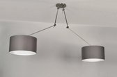 Lumidora Hanglamp 30110 - BROOKLYN - 2 Lichts - E27 - Grijs - Taupe - Textiel