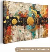 Canvas schilderij 30x20 cm - Wanddecoratie Kunst - Abstract - Aesthetic - Goud - Muurdecoratie woonkamer - Kamer decoratie modern - Abstracte schilderijen